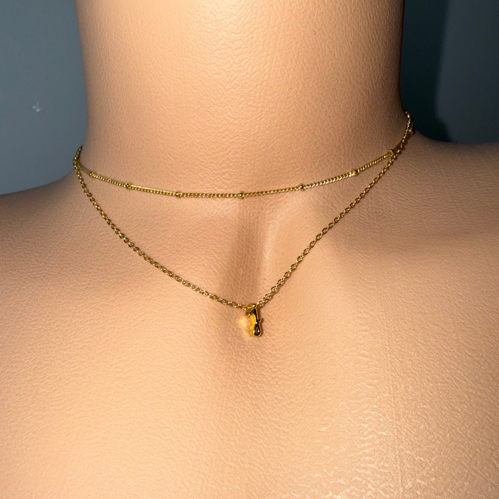 Yoosteel Gold Layered Initial Necklace Set Satellite Choker Letter J Pendant - Picture 3 of 9